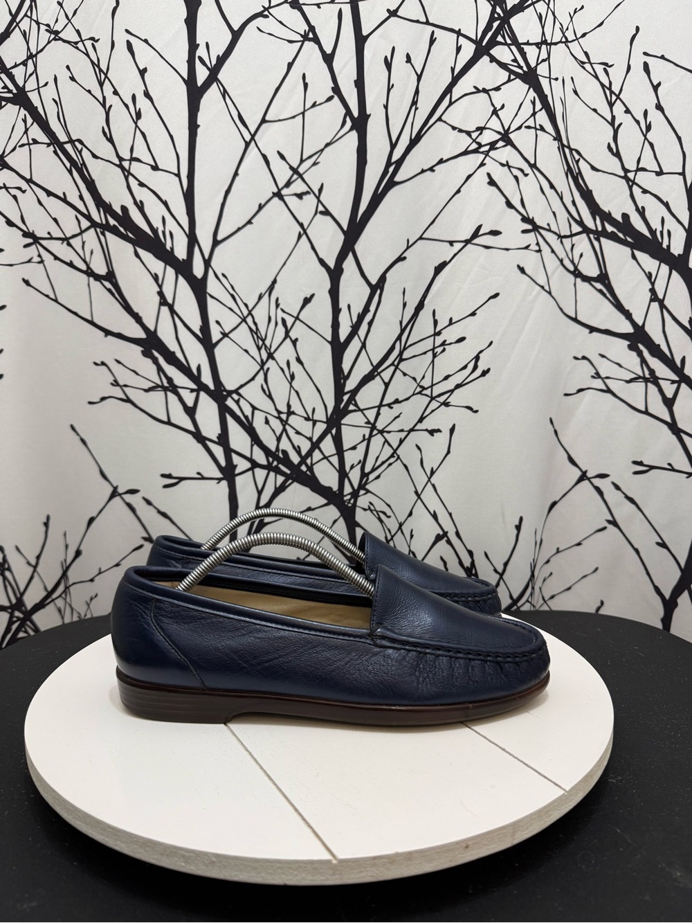 SAS Tripad Simplify 9.5 Dark Blue Pebbled Leather Comfort Slip On Loafer Shoes